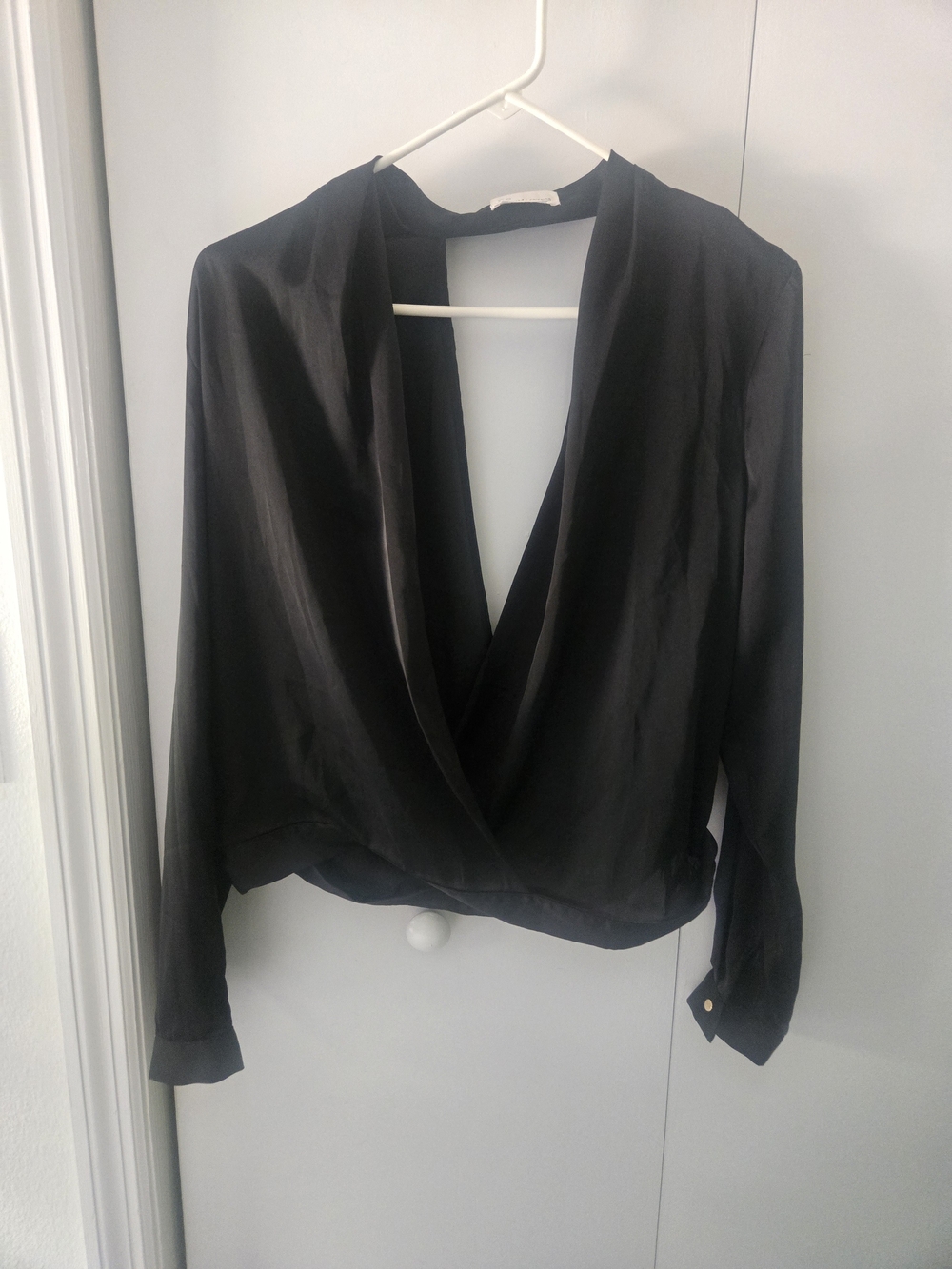 Lovers + Friends Black Plunge Wrap Blouse - Picture 12 of 13